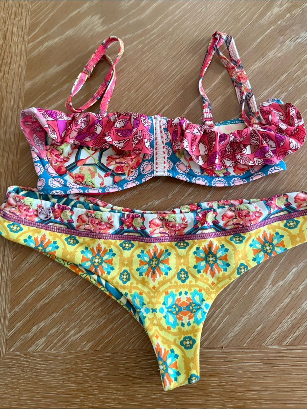 Maaji Multicolor Ruffle Bikini Set - Pink, Yellow, Blue